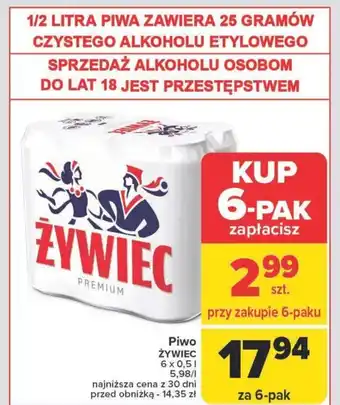 Carrefour Piwo ŻYWIEC 6 x 0,5 l oferta