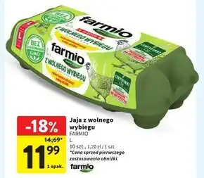 Intermarche Farmio Jaja z wolnego wybiegu od kur karmionych paszą wolną od GMO L 10 sztuk oferta