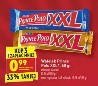 Biedronka Wafelek Prince Polo XXL 50g oferta