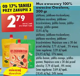 Biedronka Mus owocowy 100% owoców Owolovo 200g oferta