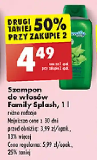 Biedronka Szampon do włosów Family Splash 1l oferta
