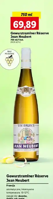 Lidl Wino Jean Neubert Gewurztraminer oferta