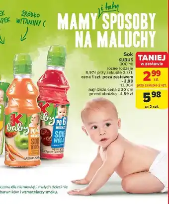 Carrefour Sok+woda organic jabłko-wiśnia Kubuś Baby oferta