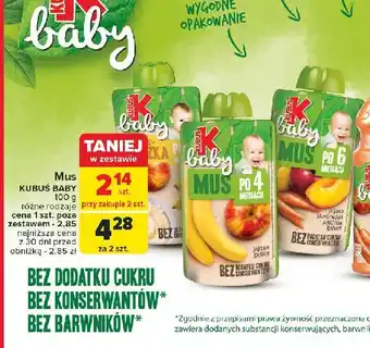 Carrefour Mus po 6 msc jabłko-brzoskwinia-marchew-banan Kubuś Baby oferta