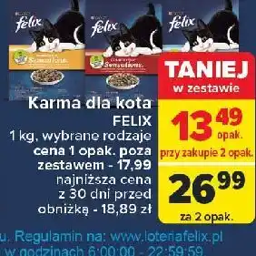 Carrefour Karma dla kota z łosośiem Purina Felix Sensations oferta