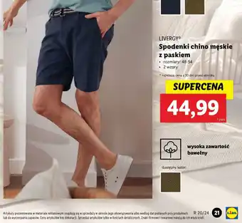Lidl Spodenki chino męskie z paskie 48-54 Livergy oferta