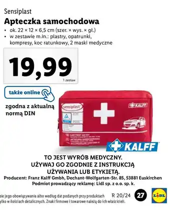 Lidl Apteczka samochodowa Sensiplast oferta