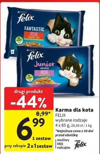 Intermarche Karma dla kota kurczak + łosoś Purina Felix Junior oferta