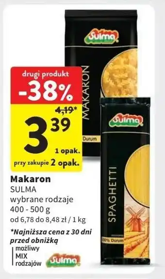 Intermarche Makaron świderki duże Sulma oferta