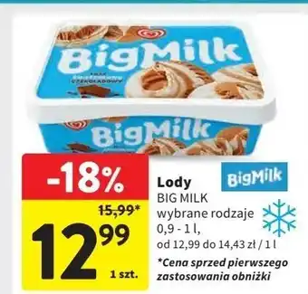 Intermarche Lody czekolada Algida Big Milk oferta