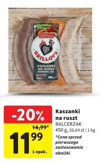 Intermarche Kaszanka na ruszt Balcerzak Grillove oferta