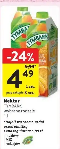 Intermarche Nektar pomarańczowy z mandarynka Tymbark 1936 oferta