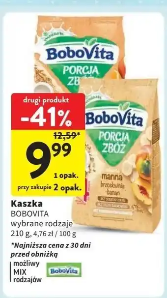 Intermarche Kaszka mleczna manna bananowo-brzoskwiniowa Bobovita Porcja Zbóż oferta