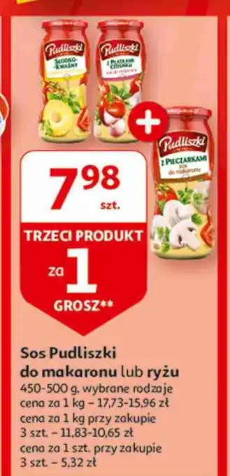 Auchan Sos do makaronu z płatkami czosnku Pudliszki oferta