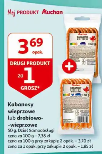 Auchan Kabanosy drobiowo-wieprzowe Auchan Różnorodne (Logo Czerwone) oferta