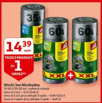 Auchan Worki na śmieci z taśmą 35 l Jan Niezbędny Magnum oferta