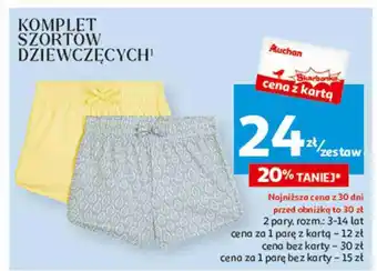 Auchan Szorty dziewczęce oferta