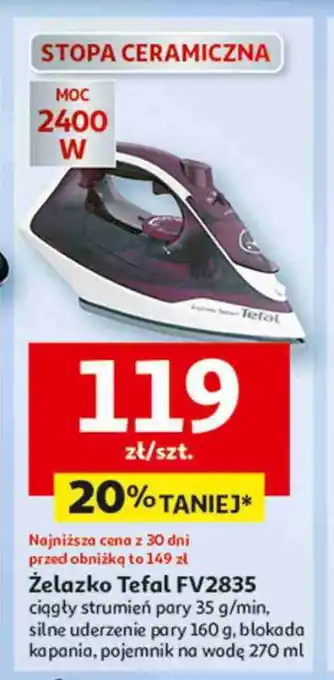 Auchan Żelazko fv2835 Tefal oferta