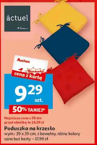 Auchan Poduszka na krzesło 39 x cm Actuel oferta