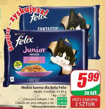 Dino Karma dla kota kurczak + łosoś Purina Felix Junior oferta