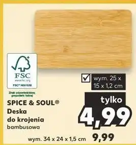Kaufland Deska do krojenia 25 x 15 1.2 cm Spice&Soul oferta