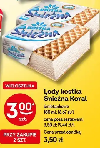 Żabka Lody kostka Śnieżna Koral oferta