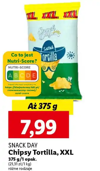 Lidl SNACK DAY Chipsy Tortilla 375g oferta