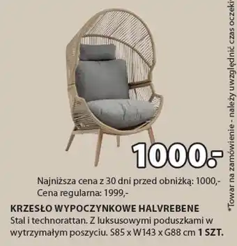 JYSK Krzesło wypoczynkowe Halvrebene oferta