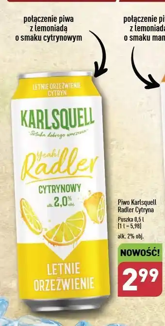 ALDI Piwo lemon Karlsquell Radler oferta