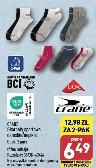 ALDI Skarpety sportowe męskie 43/46 Crane oferta