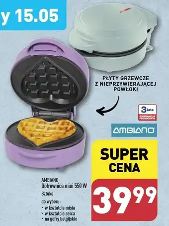 ALDI Gofrownica mini w kształcie serca 550 Ambiano oferta