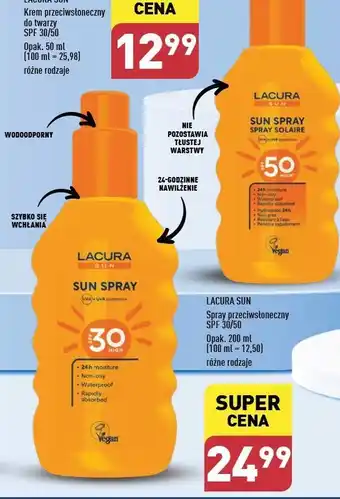 ALDI Spray przeciwsłoneczny spf 30 Lacura Sun oferta