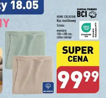 ALDI Koc muślinowy 150 x 200 cm Home Creation oferta