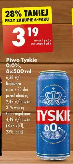 Biedronka Piwo Tyskie 0.0% oferta