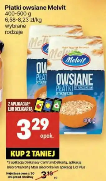 Delikatesy Centrum Płatki owsiane Melvit oferta