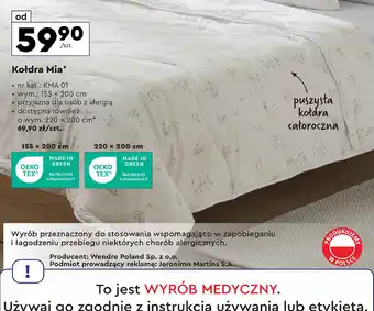 Biedronka Kołdra mia 220 x 200 cm Smukee oferta