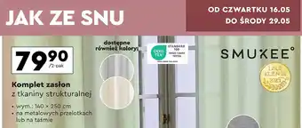 Biedronka Zasłony strukturalne na taśmie 140 x 250 cm Smukee oferta