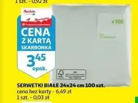 Serwetki białe 1 warstwowe 24 x cm Auchan