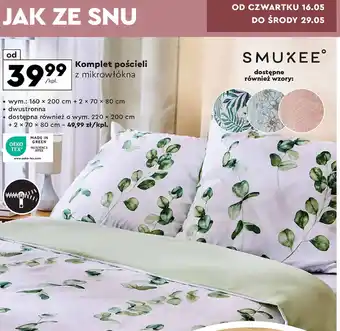 Biedronka Komplet pościeli satynowej z mikrowłókna 220 x 200 cm + 2 70 80 Smukee oferta