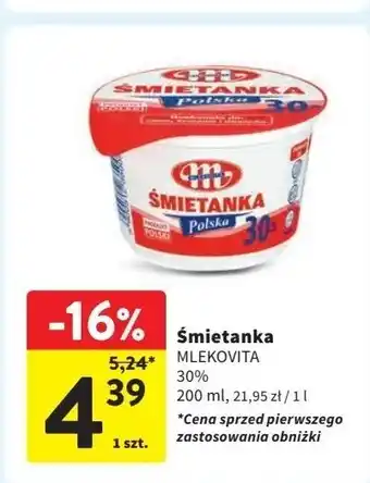 Intermarche Śmietana polska 30 % Mlekovita oferta