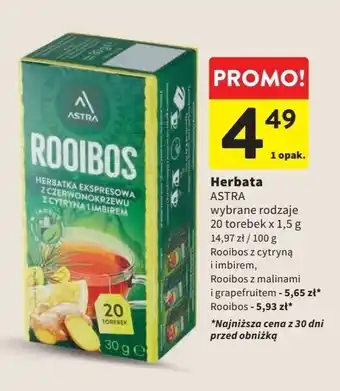 Intermarche Herbata z czerwonokrzewu cytryną i imbirem Astra Rooibos oferta