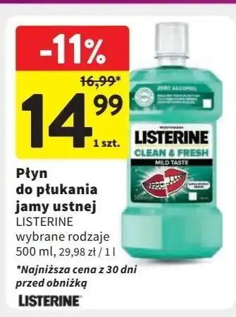 Intermarche Płyn do płukania ust Listerine Clean & Fresh oferta