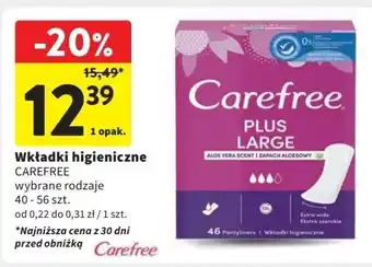 Intermarche Wkładki higieniczne large Carefree Plus oferta