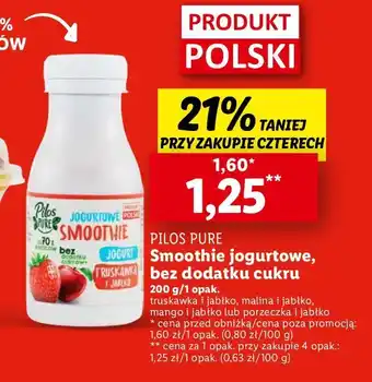 Lidl Jogurtowe smoothie porzeczka i jabłko Pilos Pure oferta