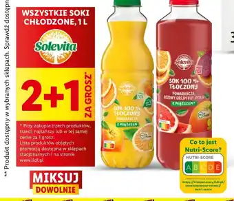 Lidl Sok 100% tłoczony różowy grejpfrut Solevita oferta