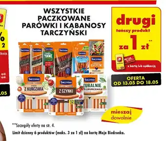 Biedronka Parówki z kurczaka Tarczyński oferta