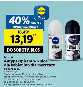 Lidl Antyperspirant clear Nivea Invisible Black & White oferta