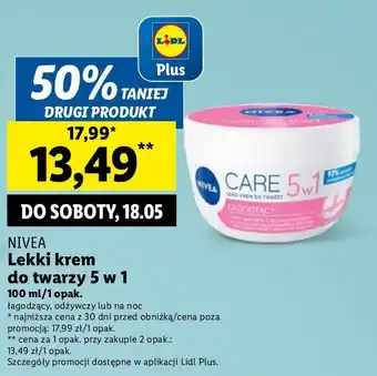 Lidl Krem do twarzy lekki łagodzący Nivea Creme Care oferta