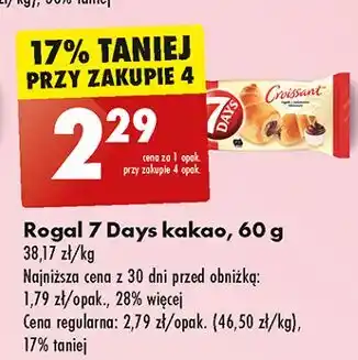 Biedronka Croissant z nadzieniem o smaku kakaowym 7 Days oferta