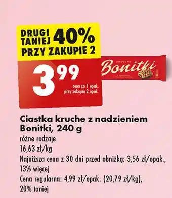 Biedronka Ciasteczka kruche z nadzieniem owocowym i polewą kakaową Bonitki oferta